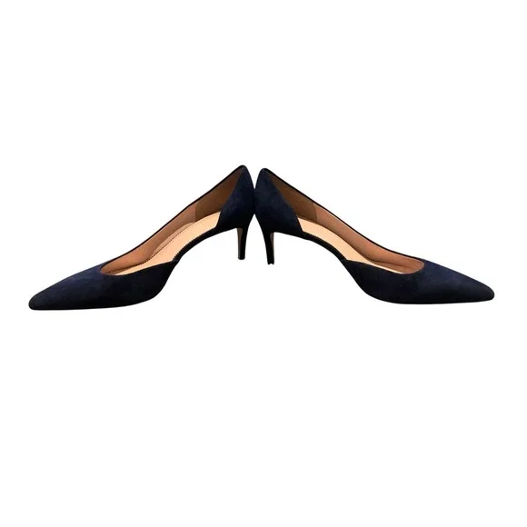 J. Crew Navy Suede D'Orsay Pointed Toe Pumps Made in Italy Size 12 Quiet Luxury